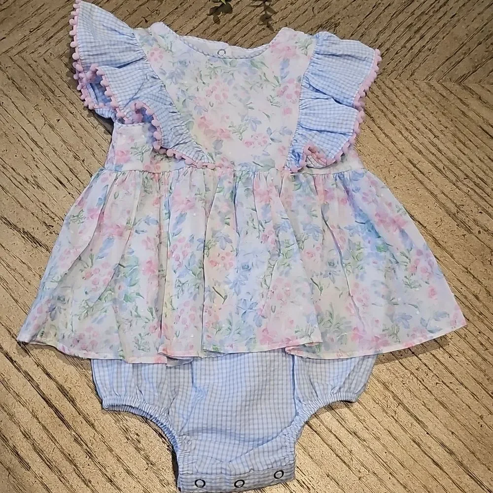 Pippa & Julie Pastel Floral Onesie 12 Months NWOT